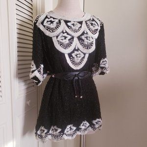 Vintage Sequin Black and White Tunic
